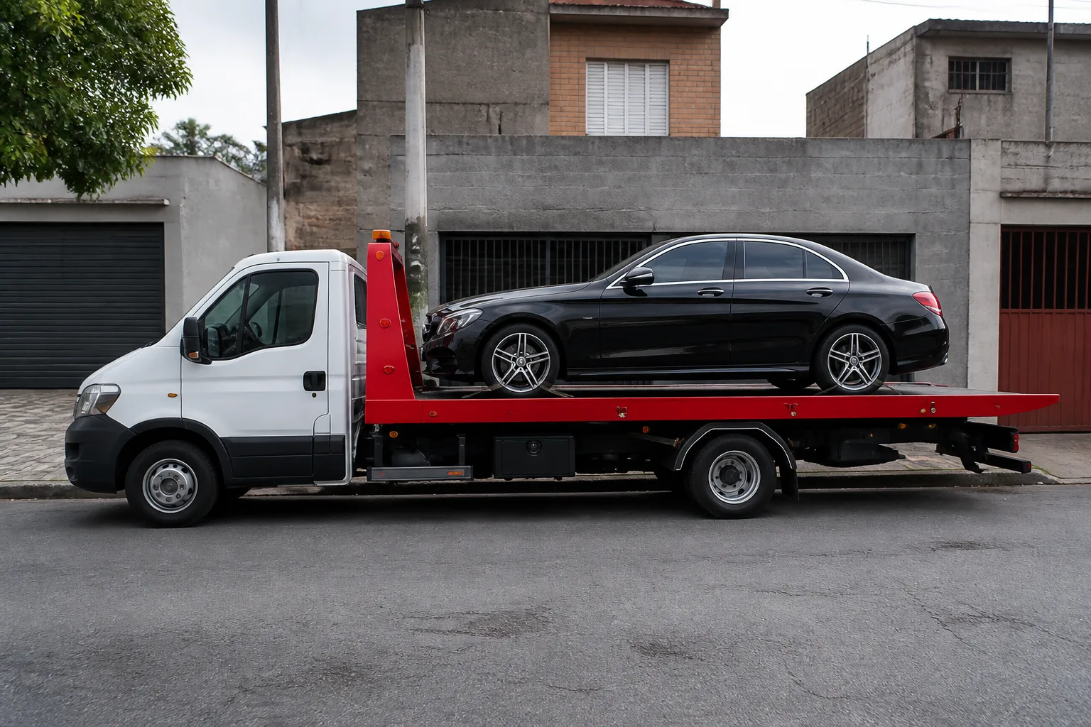 Guincho transportando carro preto na Mooca em S&atilde;o Paulo